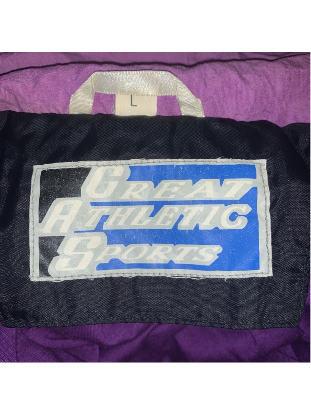 Vintage Great Athletic Sports Jacket size large Purple Full Zip - Picture 3 of 10